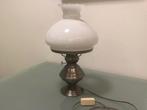 Tinnen Lamp met Porseleinen Kap - 41cm Hoogte, Antiek en Kunst, Antiek | Lampen, Ophalen of Verzenden