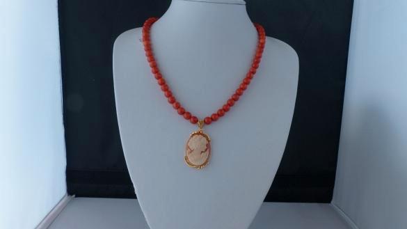 KORAAL (oud-hollandse kleur) ketting/oorhanger-setev731, Sieraden, Tassen en Uiterlijk, Kettingen, Nieuw, Zilver, Met edelsteen