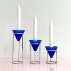 vintage 80’s KANDELAREN glas metaal Postmodern Memphis stijl, Huis en Inrichting, Gebruikt, Blauw, Ophalen of Verzenden, Metaal