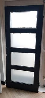Binnen Opdekdeur rechtsdraaiend met geslepen glas, Doe-het-zelf en Verbouw, Deuren en Horren, Ophalen, Gebruikt, Binnendeur, Glas