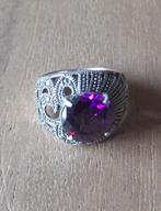 ring zilver met geslepen glas, Sieraden, Tassen en Uiterlijk, Antieke sieraden, Ophalen of Verzenden, Zilver, Ring, Met edelsteen