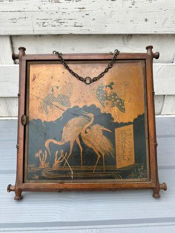  Antieke engelse 3 delige spiegel met japans decor beschikbaar voor biedingen