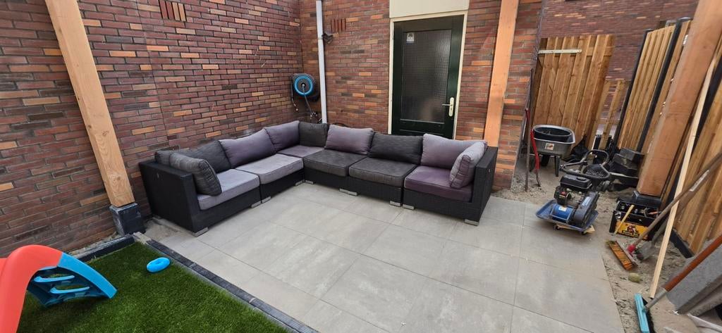 Zwarte loungeset, Ophalen, Kunststof, Gebruikt, Loungeset