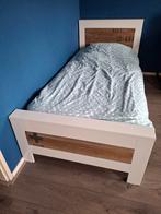 Eenpersoons bed 1 persoons bed wit met steigerhout 90x200, Ophalen, Gebruikt, 90 cm, Eenpersoons