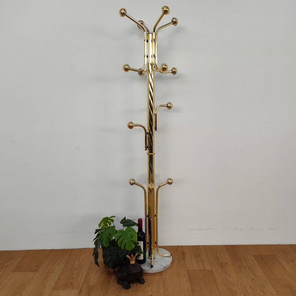 Vintage Space Age kapstok. Messing kapstok marmer voet, Huis en Inrichting, Woonaccessoires | Kapstokken, Overige materialen, Valkenswaard