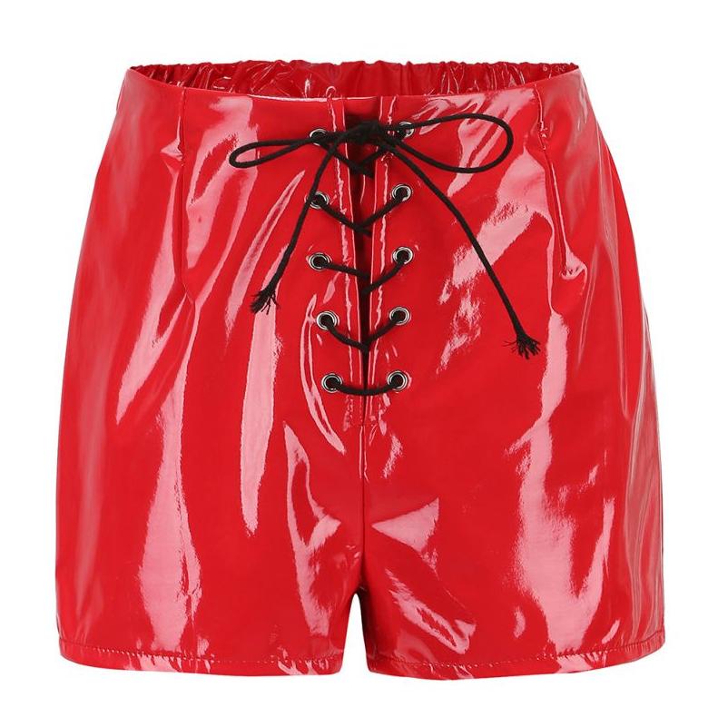 Rode kunst leren hot pants broekje wetlook rood dames sexy, Maat 38/40 (M), Kort, Verzenden, Nieuw
