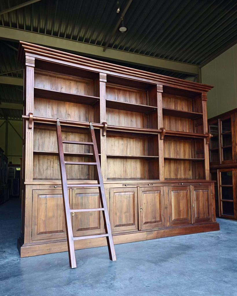 Prachtige teakhouten bibliotheekkast | Boekenkast #0253, Huis en Inrichting, Niet ingevuld, Gebruikt, 200 cm of meer, Niet ingevuld
