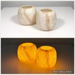 Set van 2 Alabaster Theelichthouders - Sfeervol Licht, Overige materialen, Nieuw, Ophalen of Verzenden, Bruin