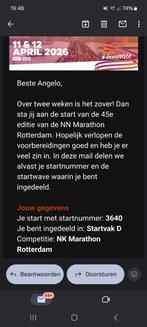 Startbewijs Rotterdam marathon, Ophalen, Nieuw, Overige typen, Overige merken