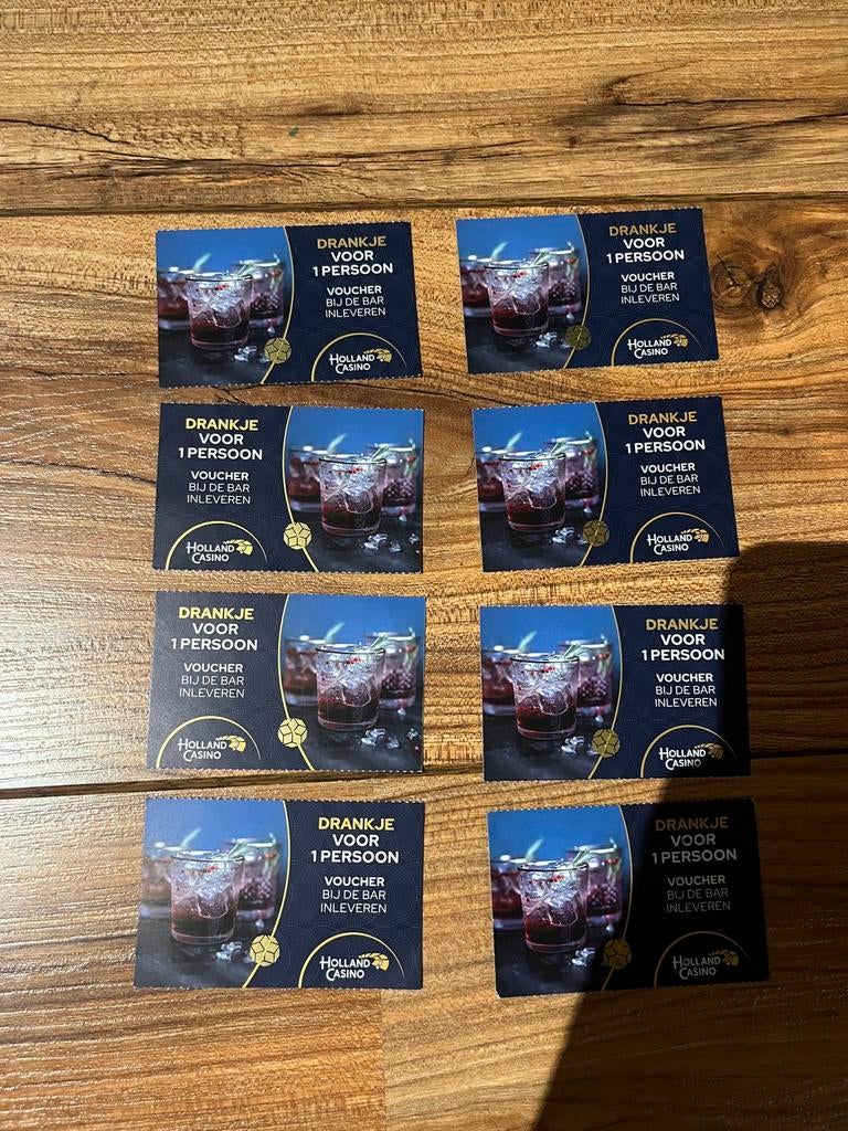 Te koop: 8 drankvouchers Holland Casino