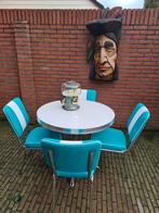 FIFTIES SIXTIES AMERIKAANSE BEL AIR DINER STOELEN MET TAFEL., Ophalen, Overige kleuren, Overige materialen, Vier