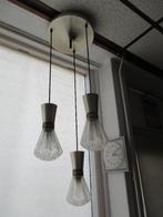 jaren 60 70 design Raak hanglamp 3 kapjes glas chroom retro, Huis en Inrichting, Lampen | Hanglampen, Gebruikt, Glas, 75 cm of meer