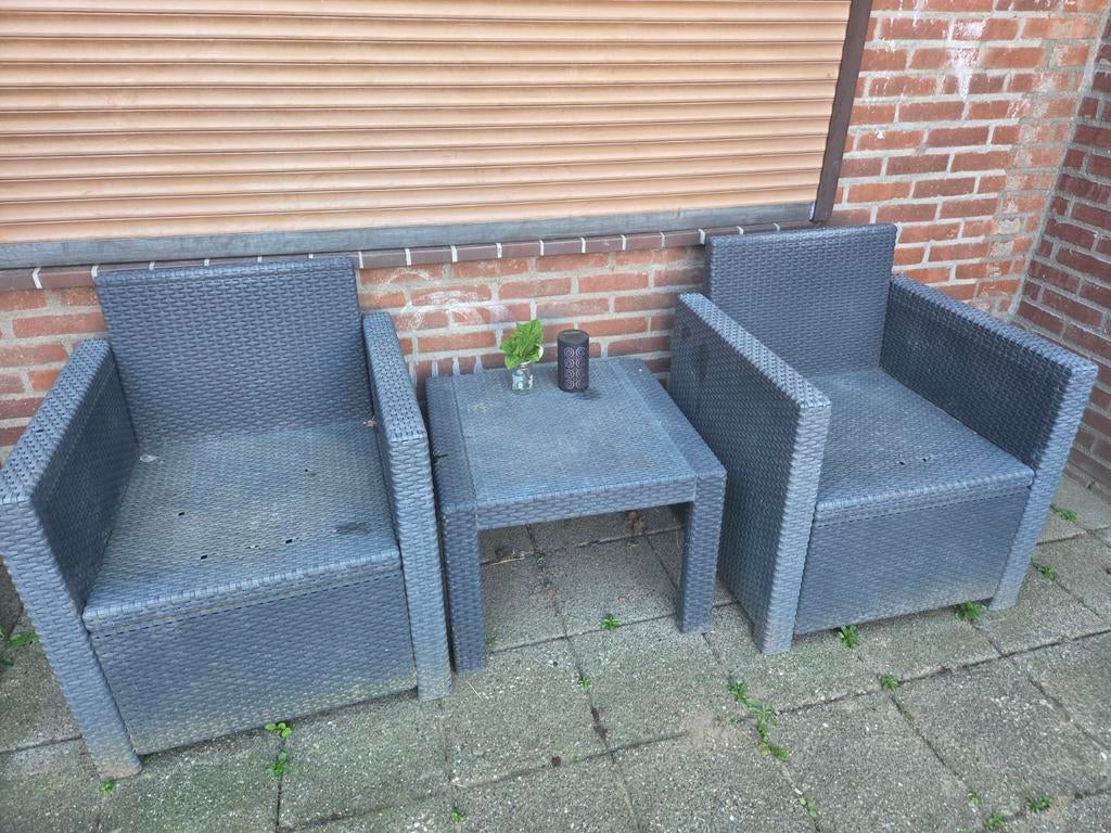 Loungeset met 2 Stoelen en Bijzettafel, 2 zitplaatsen, Gebruikt, Bijzettafel, Ophalen of Verzenden