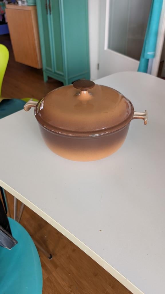 Vintage braadpan Le Creuset La Mama 26 cm, Ophalen, Gebruikt, Gietijzer, Koekenpan of Braadpan
