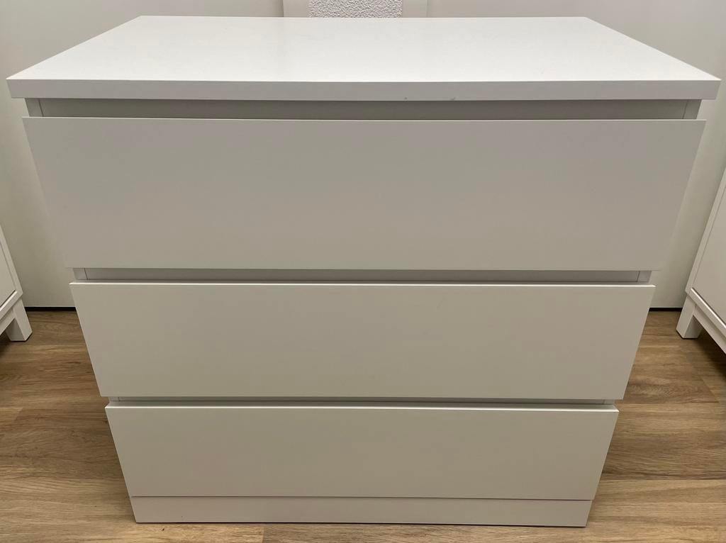 2x Ikea Malm ladekast WIT, Ophalen, 50 tot 100 cm, Zo goed als nieuw, 3 of 4 laden