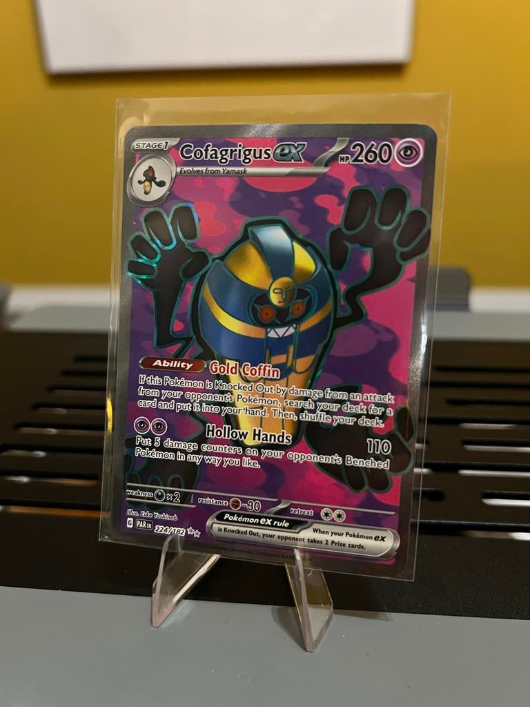 Cofagrigus ex 224/182 - Pokémon Scarlet & Violet, Ophalen of Verzenden, Zo goed als nieuw, Losse kaart, Foil