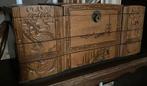 Antieke houten juwelenkist met draken en pagodes, Ophalen of Verzenden