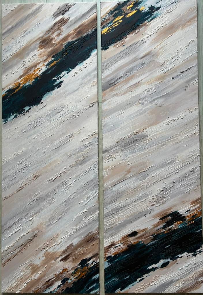 Twee handgemaakte kunstwerken. 1.20 x 40 cm, Ophalen