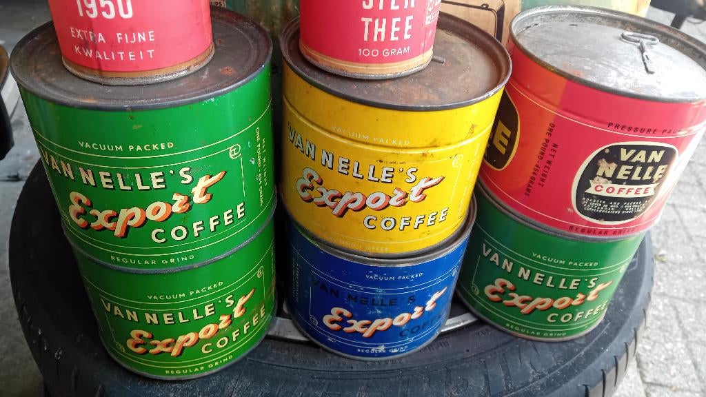 Oude van Nelle export koffieblikken, Verzamelen, Blikken, Ophalen of Verzenden, Zo goed als nieuw, Koffie, Van Nelle