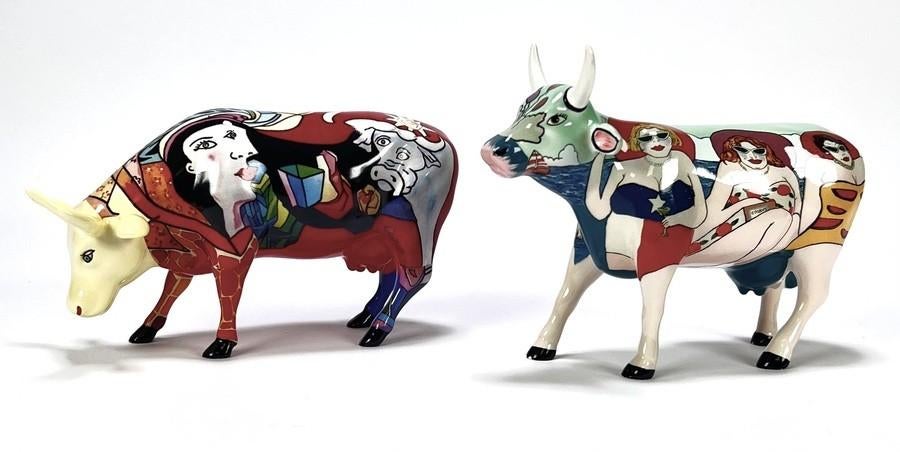 1091. Beeldjes, CowParade - "Picasso Art"&"Fun Seeker", 2005, Antiek en Kunst, Ophalen of Verzenden