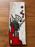 Ruscha vintage wandtegel met vissen rood wit bruin keramiek, Ophalen of Verzenden