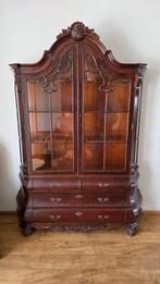 Wortelnoten dubbel gebroken vitrinekast, Antiek en Kunst, Ophalen of Verzenden
