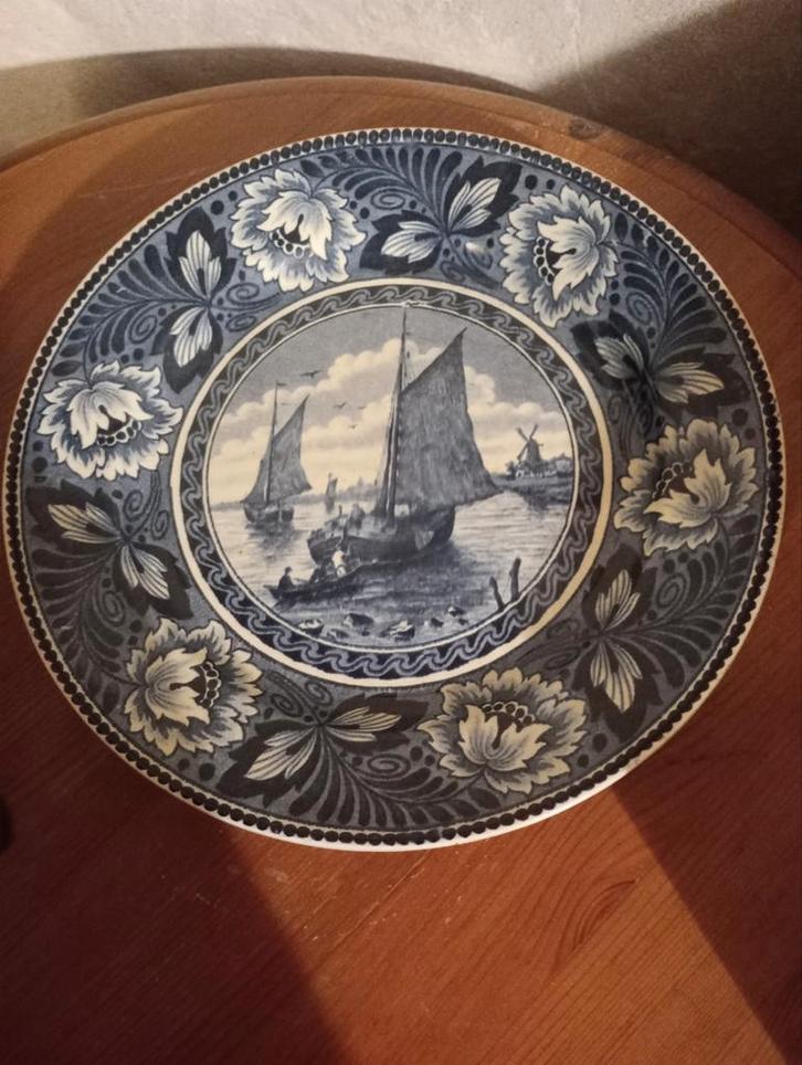 Wandbordje Delfts blauw met zeilschepen, Antiek en Kunst, Antiek | Wandborden en Tegels, Ophalen of Verzenden