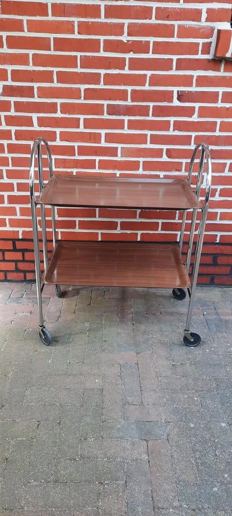 Vintage serveerwagen / theewagen met 2 bladen, Huis en Inrichting, Ophalen, Gebruikt