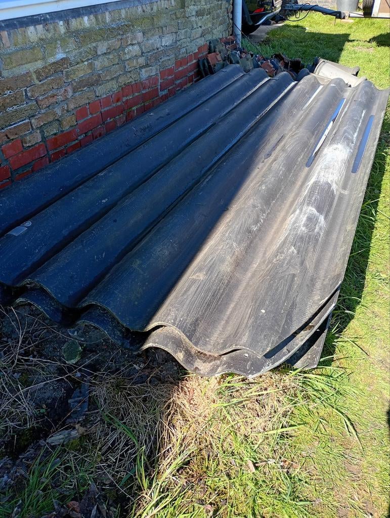 Golfplaten dak, Ophalen, Gebruikt, Steen of Klei, Zwart