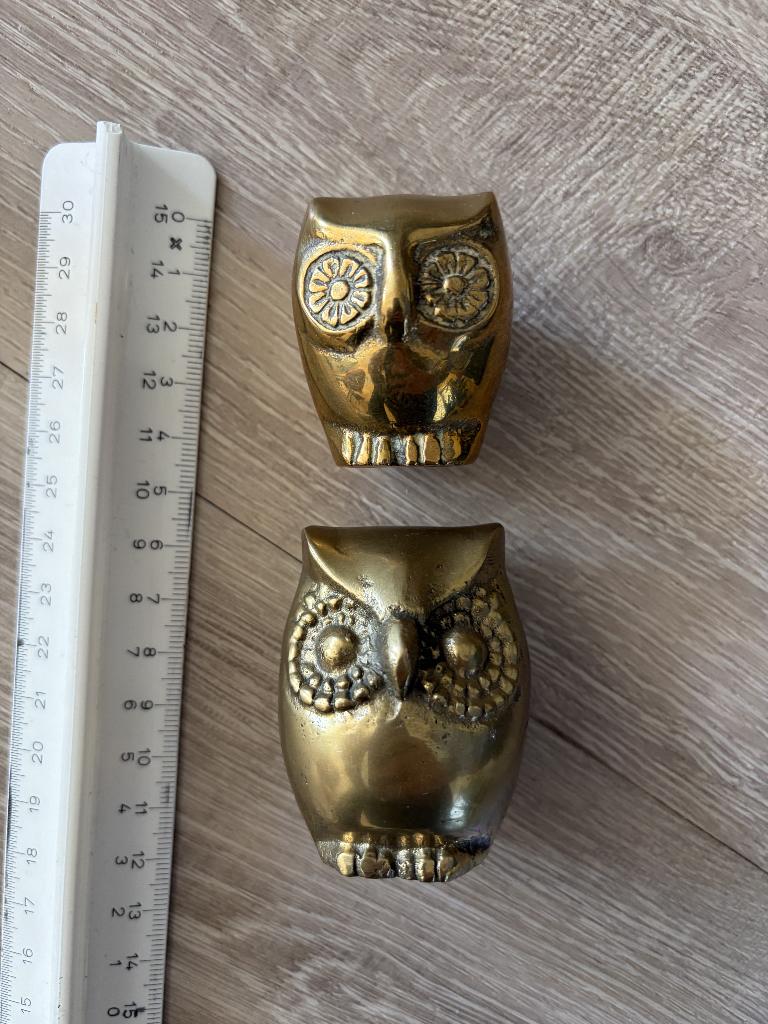 Vintage koperen decoratieve uiltjes, Antiek en Kunst, Ophalen of Verzenden