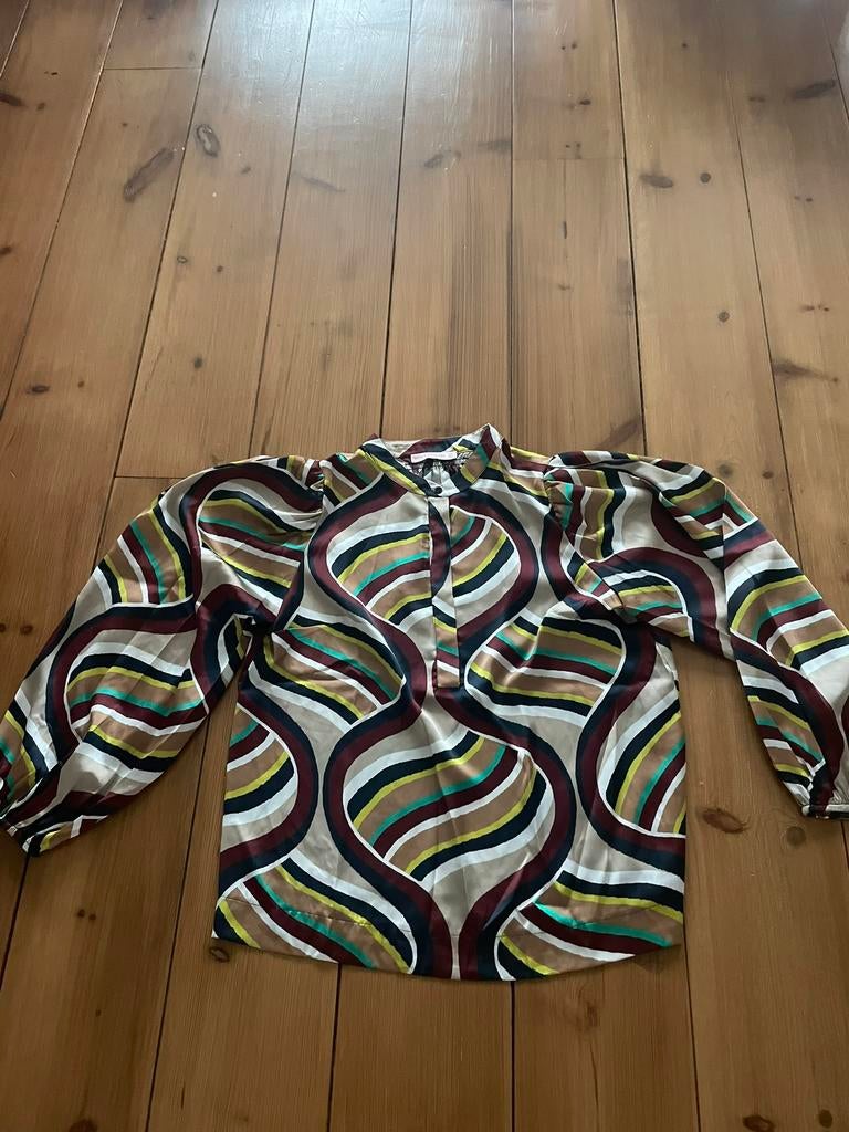 Leuke kleurige satijnen blouse Studio Anneloes, L, Ophalen of Verzenden, Zo goed als nieuw, Maat 42/44 (L), Overige kleuren
