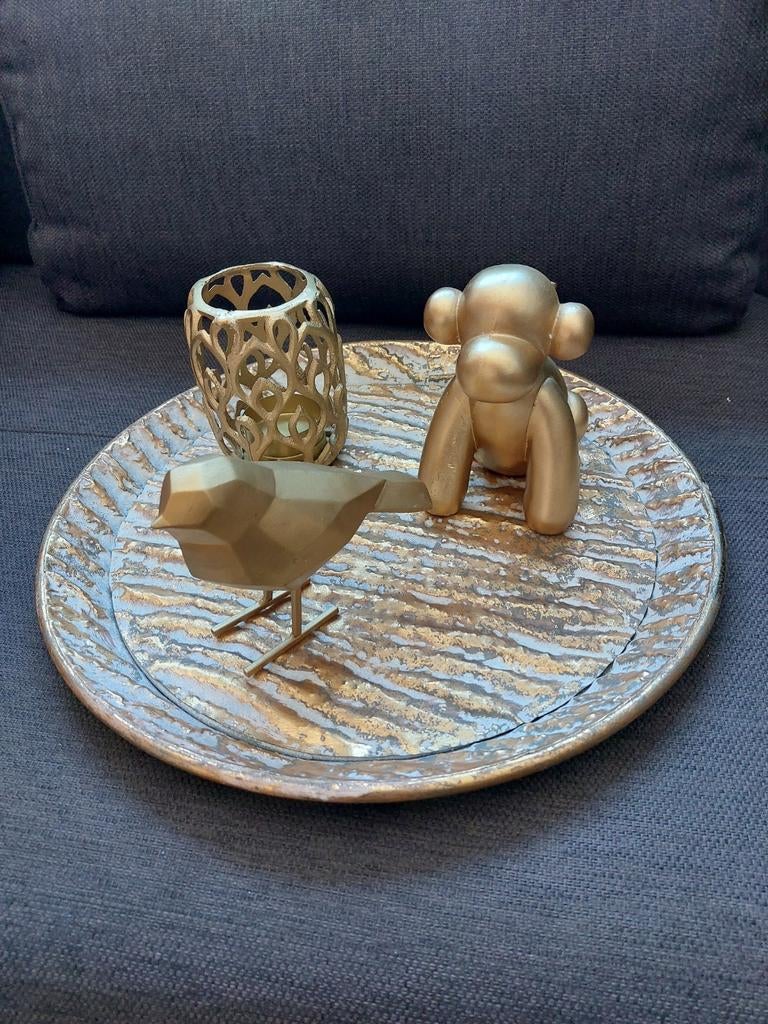 mooi metalen dienblad met accessoires, Ophalen of Verzenden, Rond, Metaal