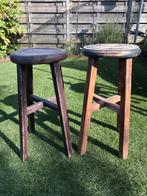 2 Antieke houten Aziatische krukjes, Huis en Inrichting, Krukjes, Ophalen of Verzenden, Gebruikt, Hout