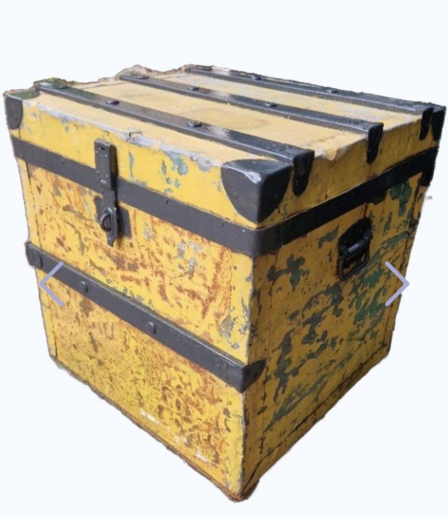 Stoere decoratieve antieke kist Hutkoffer speelgoed mancave, Antiek en Kunst, Ophalen