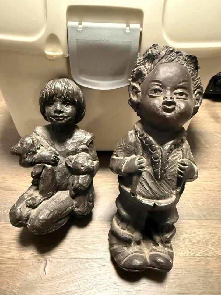 Vintage Beeldjes: Jongen en Meisje, Verzamelen, Beelden en Beeldjes, Gebruikt, Mens, Ophalen of Verzenden