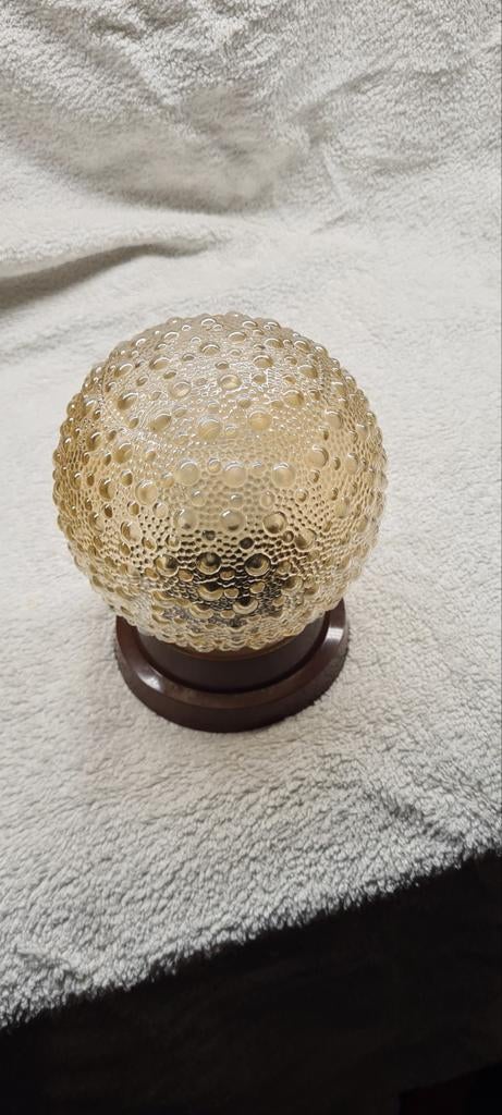 Vintage Bolvormige Plafondlamp met Bubbelglas, Ophalen, Gebruikt, Vintage, Retro, Mid-century
