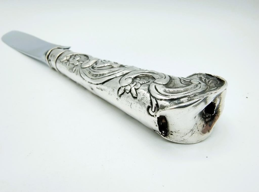 Fries zilveren mesheft met gedreven decor, 18e eeuws, Verzenden, Zilver