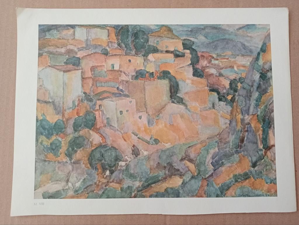 Leo Gestel Bergense School offset prent Mallorca, Ophalen of Verzenden, 1960 tot 1980, Gebruikt, Overige onderwerpen