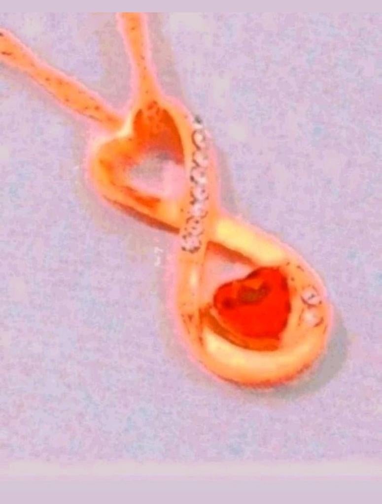 Ketting Infiniti hart Rode steen, Verzenden, Nieuw, Goud, Met hanger