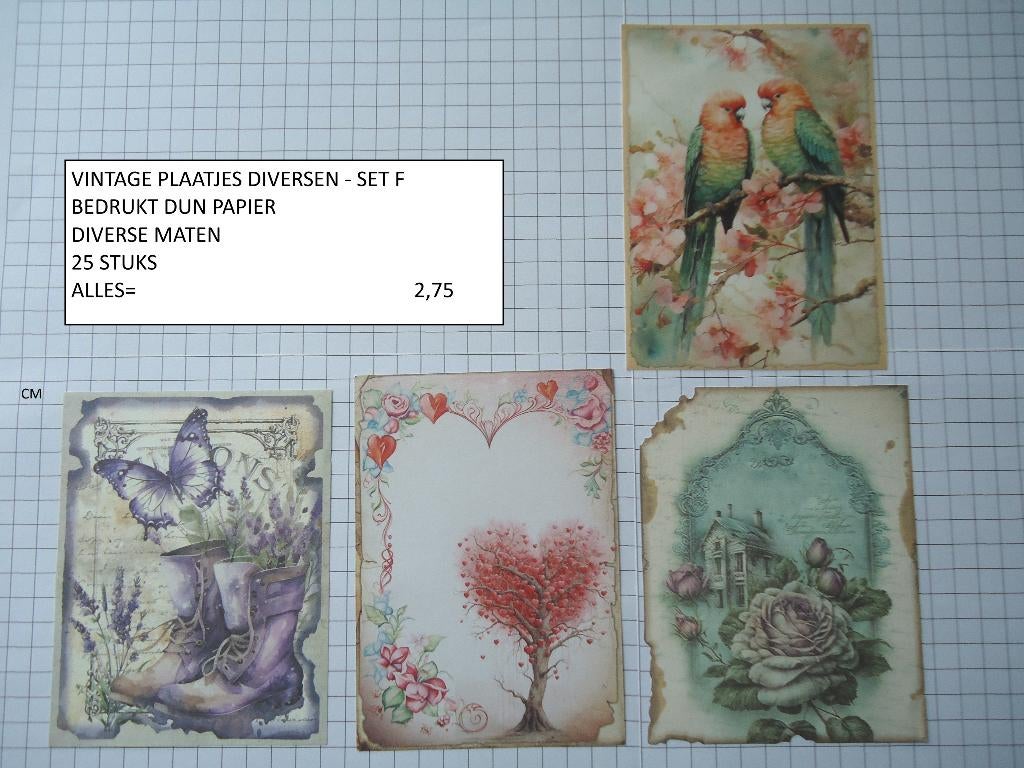 ⚠️STUNT april: vintage plaatjes F ( 25 st ) alleen verzenden, Hobby en Vrije tijd, Scrapbooking, Ophalen, Nieuw, Papier of Karton