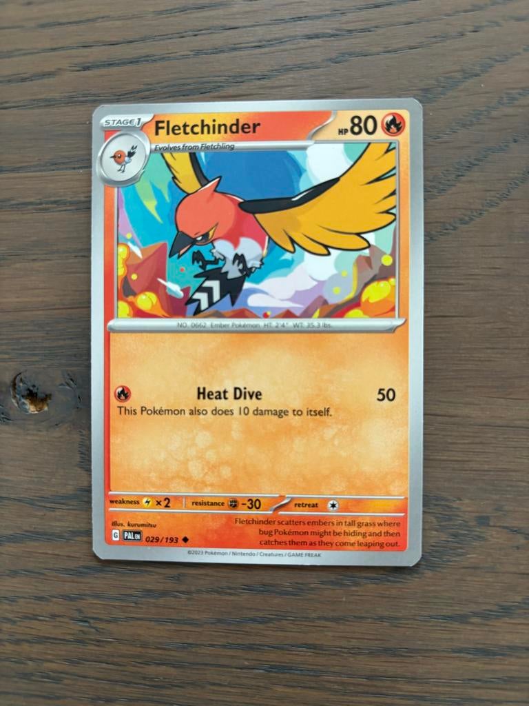 Pokémon Kaart: Fletchinder 029/193 - Paldea Evolved, Ophalen of Verzenden, Zo goed als nieuw, Losse kaart