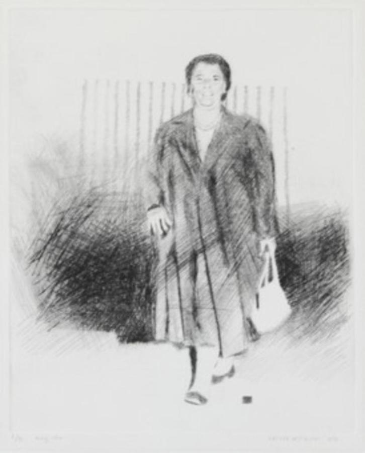 Hans Leijerzapf (1951), 'Lopende vrouw', ets eigendruk , Antiek en Kunst, Kunst | Schilderijen | Modern, Ophalen of Verzenden