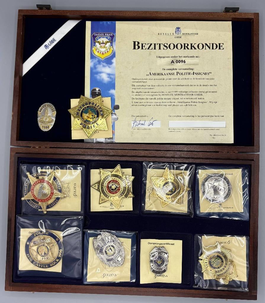 Complete set Amerikaanse Politie-Insignes badges politie, Verzenden, Overige soorten, Amerika, Embleem of Badge