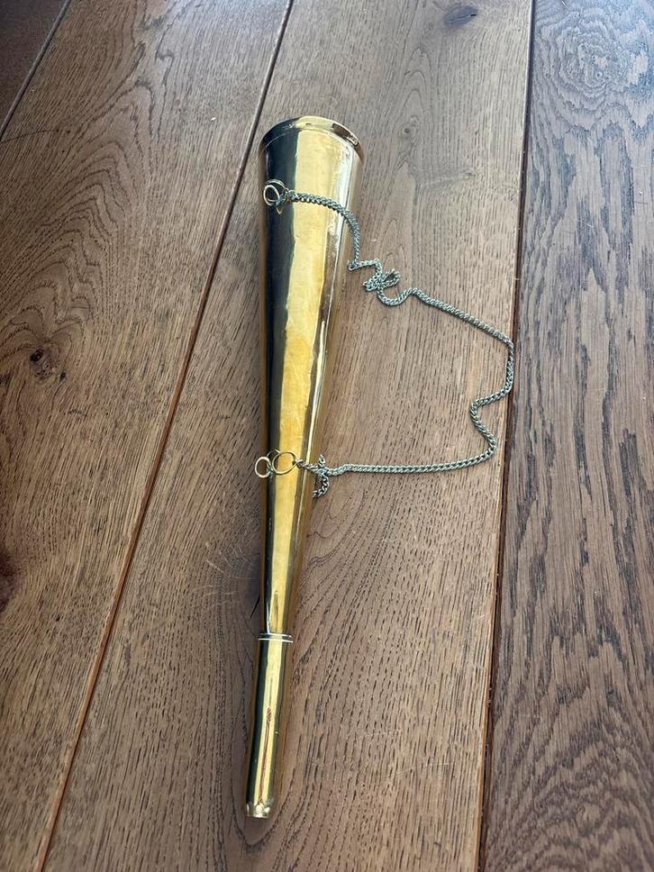 Vintage Koperen Scheepshoorn met Ketting, Antiek en Kunst, Antiek | Koper en Brons, Koper, Ophalen of Verzenden