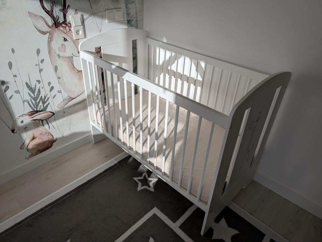 Wit babybedje met matras 60x120, Ophalen, Gebruikt, Ledikant