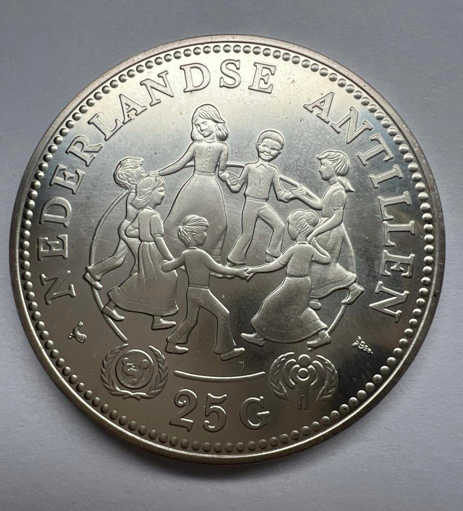 Nederlandse Antillen 25 Gulden 1979 (U) Prooflike Unicef, Ophalen of Verzenden, Koningin Juliana, Overige waardes