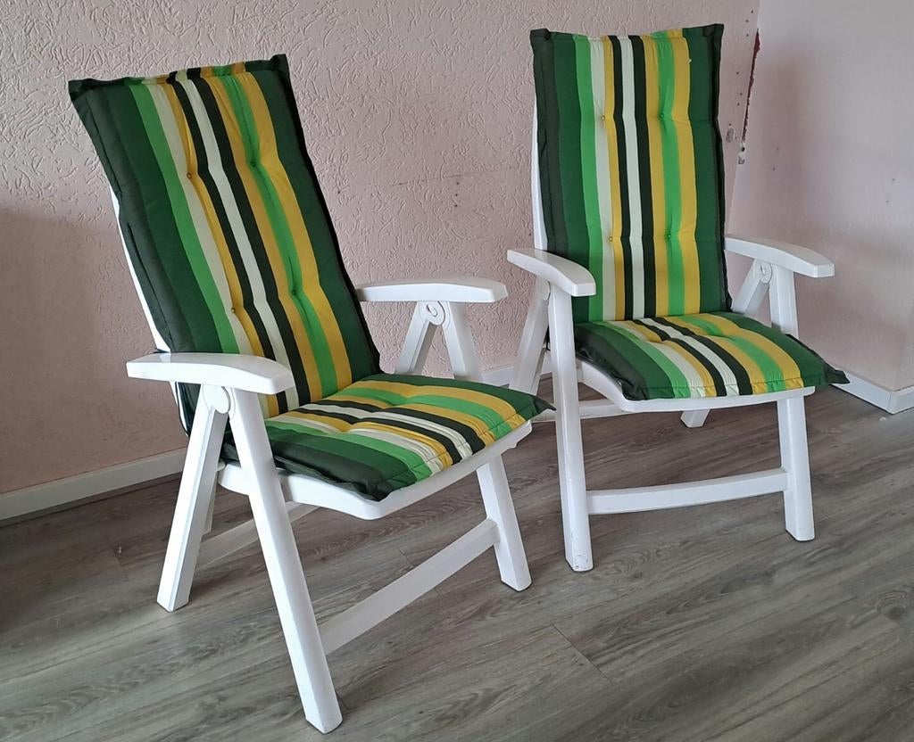 Twee tuinstoelen, Tuin en Terras, Ophalen, Gebruikt, Kunststof, Inklapbaar