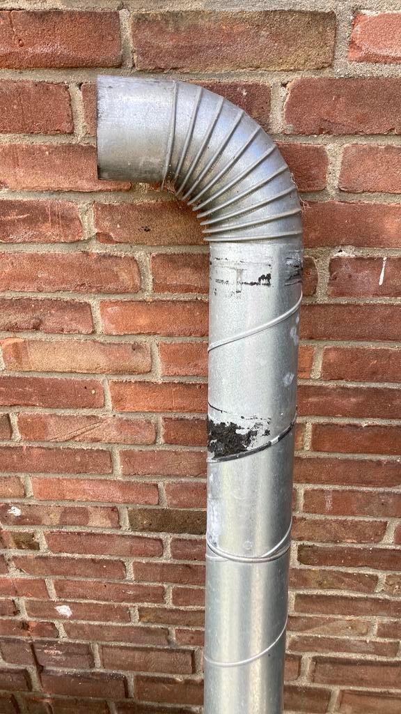 Gachelpijp met bocht diameter 100, tuinhaard, Doe-het-zelf en Verbouw, Buizen en Afvoer, Ophalen, Gebruikt, Rvs, Minder dan 2 meter