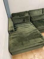 Mooie luxe groene suede velvoet velours hoekbank- GEREINIGD!, Ophalen, 250 tot 300 cm, Luxe, Hoekbank