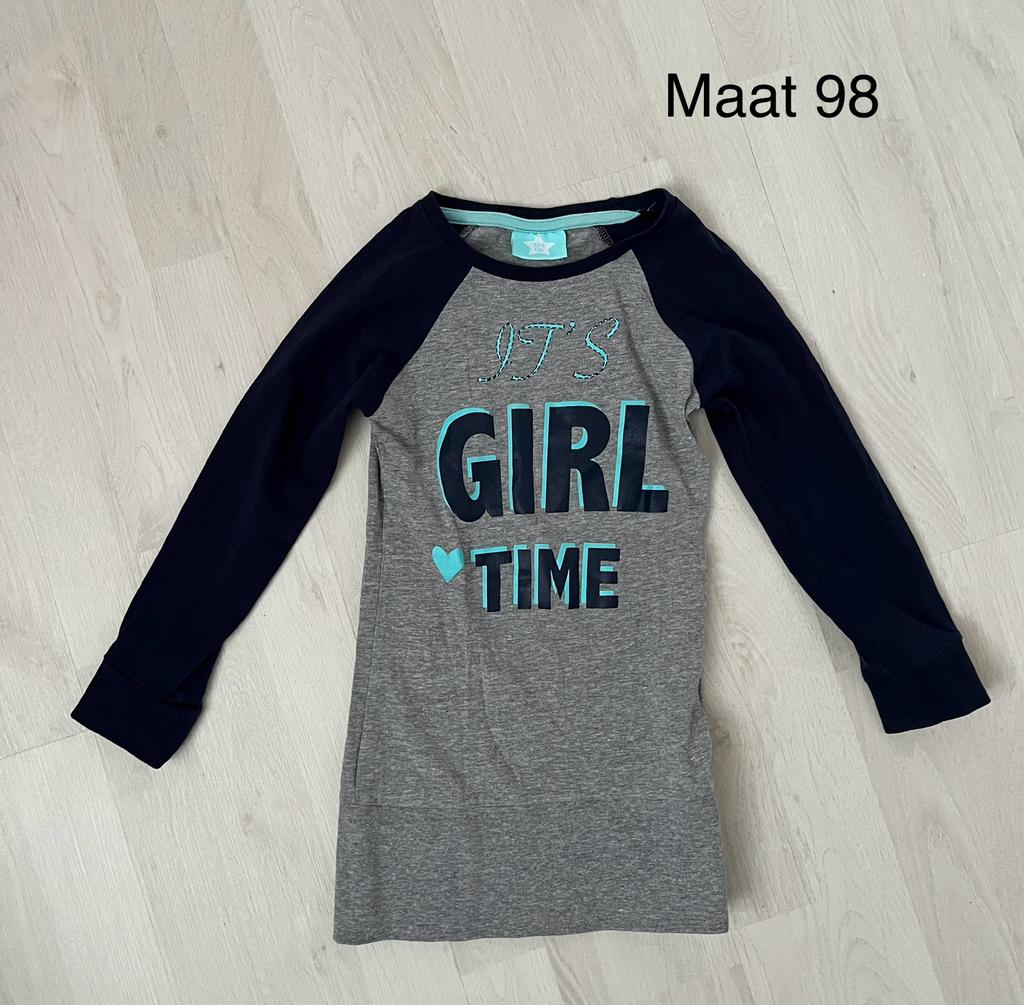 Jurkje ‘girl time’ draagmaat 98, Kinderen en Baby's, Kinderkleding | Maat 98, Ophalen of Verzenden, Zo goed als nieuw, Meisje